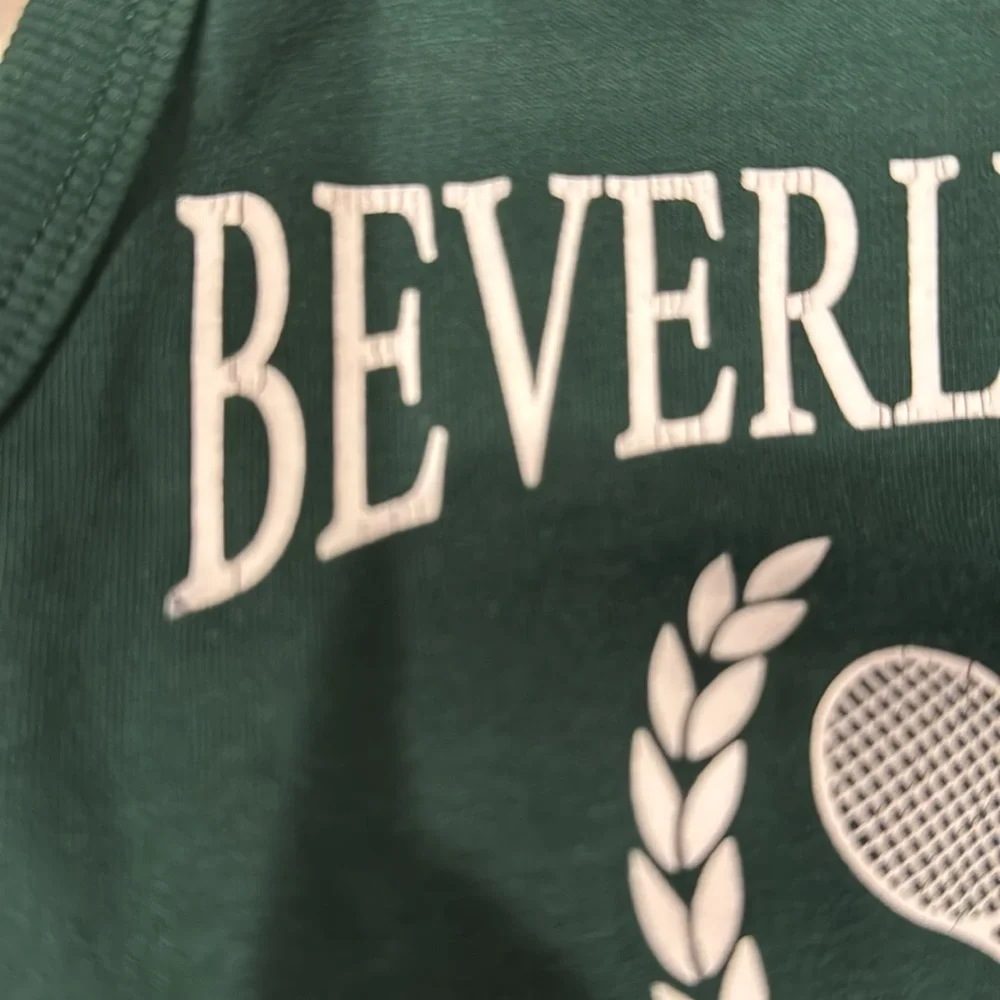 Beverly Hills Racket Club Tennis Tank Crop Top Racerback M Green Preppy - Picture 7 of 7